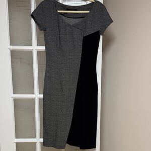 Chic Asymmetrical Black and Gray Dress